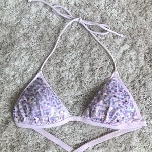 Lavender Purple Mermaid Sequin Triangle Bikini Top